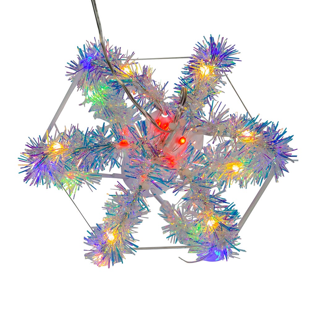 Kurt Adler 6-Inch Multi-Color LED Tinsel Foldable Sphere